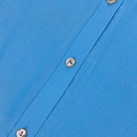 Blue Casual Women's Button Front Blouse And Knotted Skirt Vacation Set - Picture 6 of 7